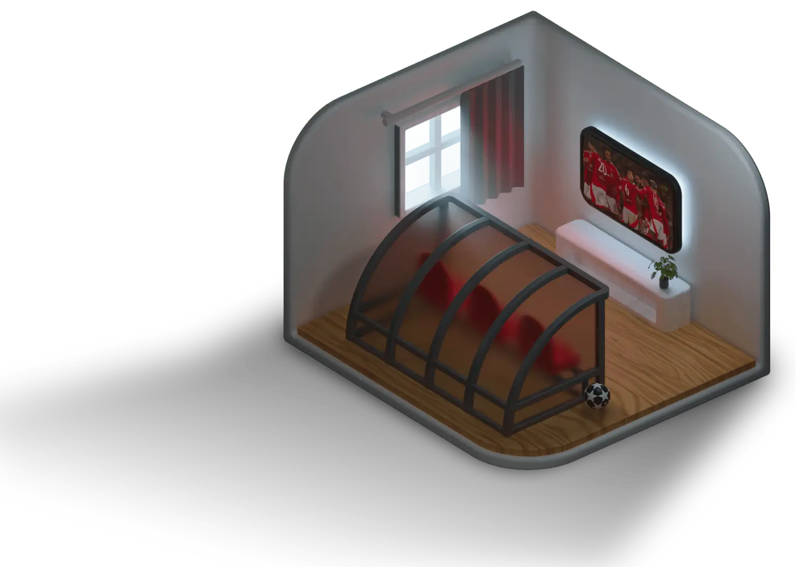 Substitute player scene — bench dugout with pitch view